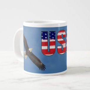 US-Flagge und Bald-Adler Jumbo-Tasse