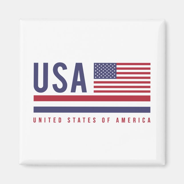 US-Flagge und ISO-Code Alpha-3-Design Magnet (Vorne)