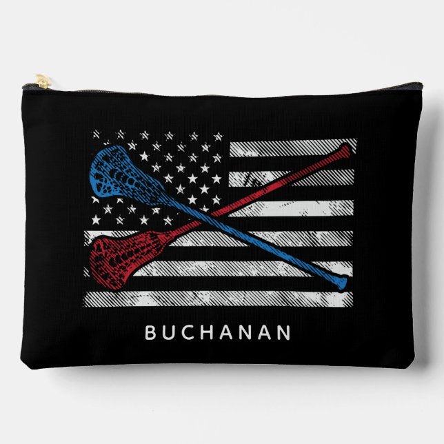 US-Flagge und Lacrosse Bats Custom Zubehörtasche (Vorderseite)