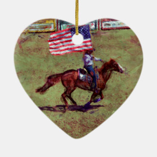 US-Flagge und Pferdewächter Amerikanische Rodeo Ar Keramikornament