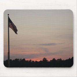 US Flagge und Sonnenuntergang Mousepad