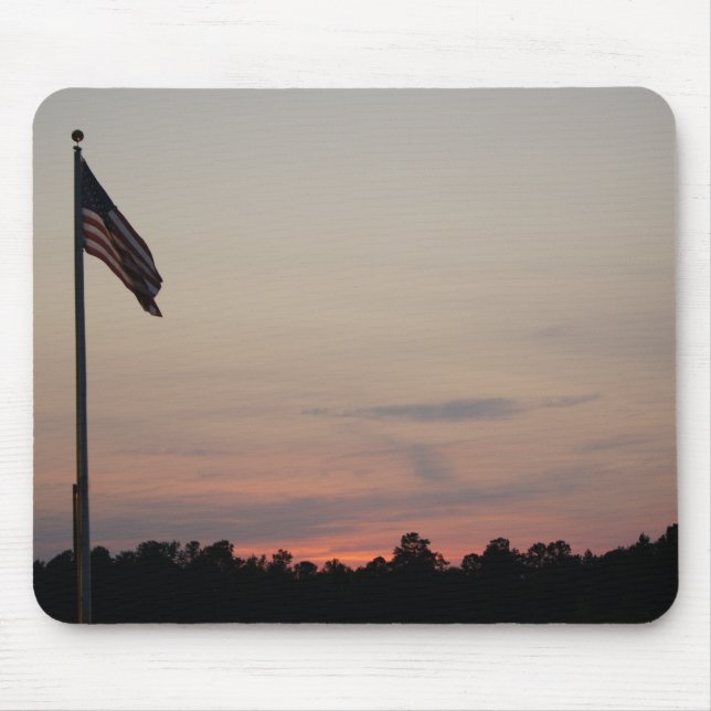 US Flagge und Sonnenuntergang Mousepad (Vorne)