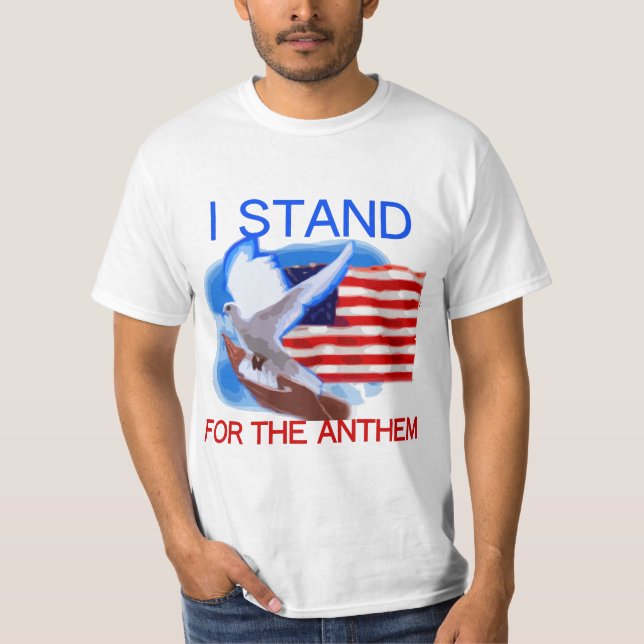 US-Flagge und Taube Ich stehe für die Hymne T-Shirt (Vorderseite)