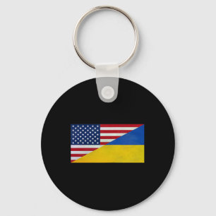 US-Flagge und ukrainische Flagge - Partnerschaft u Schlüsselanhänger