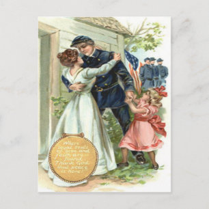 US-Flagge Union Bürgerkrieg Soldat Zuhause Postkarte