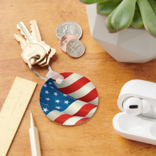 US Flagge unter US-Flagge Schlüsselanhänger