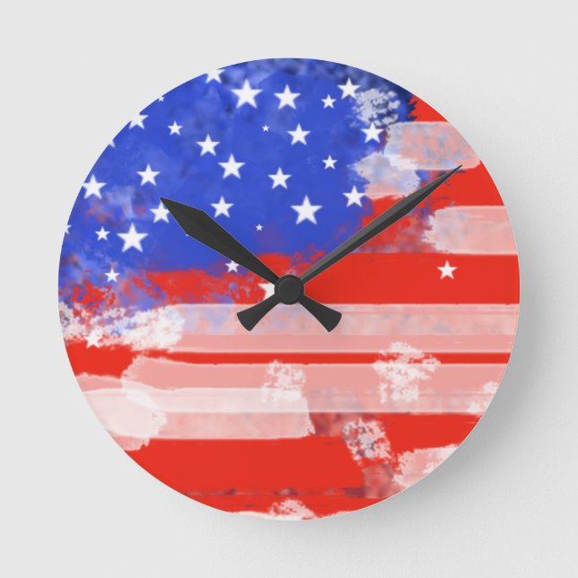 US-Flagge / US Flagge Runde Wanduhr (Vorderseite)