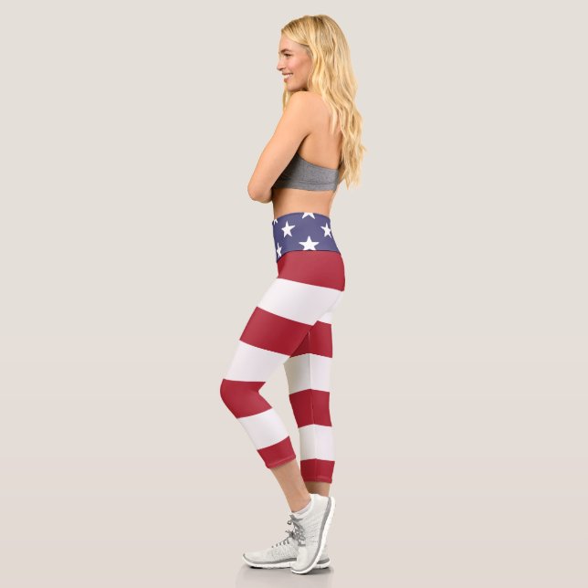 US Flagge USA - Flaggenmuster Capri Leggings (Links)