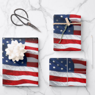 US Flagge USA Patriotische amerikanische Flagge Geschenkpapier Set