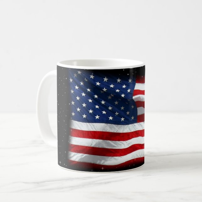 US Flagge USA Patriotische amerikanische Flagge Kaffeetasse (Vorderseite Links)