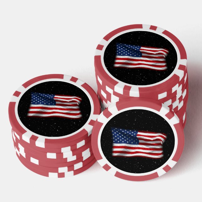 US Flagge USA Patriotische amerikanische Flagge Pokerchips (Stapel)