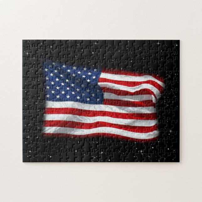 US Flagge USA Patriotische amerikanische Flagge Puzzle (Horizontal)