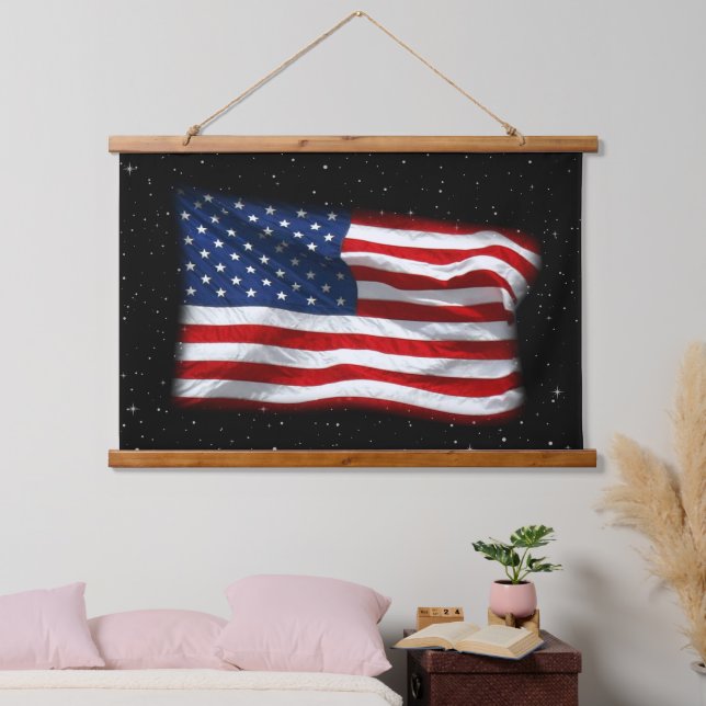 US Flagge USA Patriotische amerikanische Flagge Wandteppich Mit Holzrahmen (Schlafzimmer)