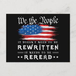 US-Flagge Verfassung der USA muss neu gelesen werd Postkarte