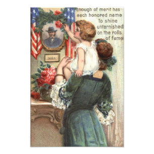 US-Flagge viktorianische Mutter Kind Rosenkranz Fotodruck
