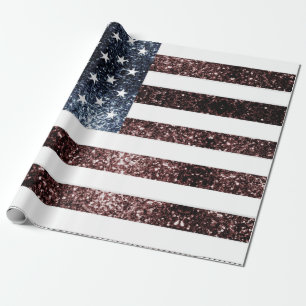 US-Flagge Vintage blaue Glitzern Glitzer Geschenkpapier