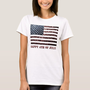 US-Flagge Vintage Glitzern Glitzer 4. Juli T-Shirt