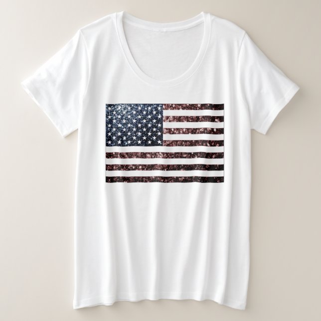 US-Flagge Vintage Glitzern Glitzer Große Größe T-Shirt (Design vorne)