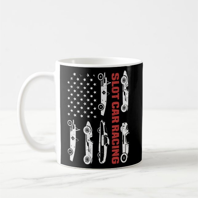 US-Flagge Vintager Gleitwagenrennen Kaffeetasse (Links)