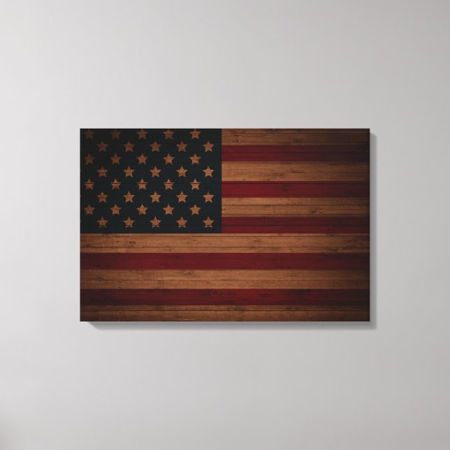 US Flagge (Vintages Holz, US-Flagge) Leinwanddruck (Vorderseite)
