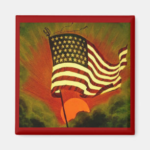 US Flagge-Vintages magische Laternen-Dia Magnet