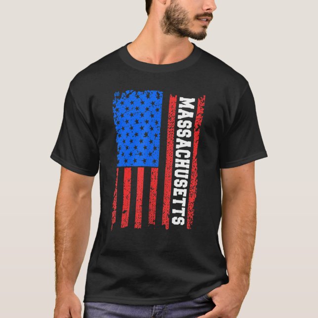 US-Flagge von Massachusetts T-Shirt (Vorderseite)