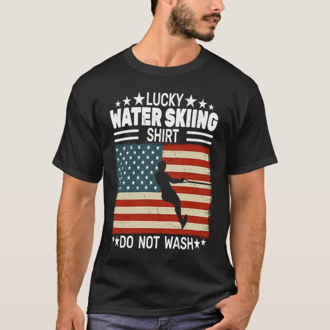 US-Flagge Wasserski 4. Juli Wasserski Herren Wasse T-Shirt (Vorderseite)