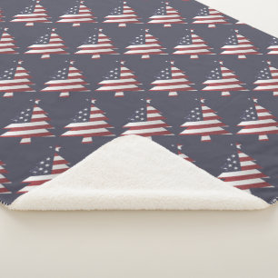 US Flagge Weihnachtsbaum Muster Patriotic Sherpadecke