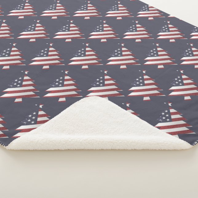 US Flagge Weihnachtsbaum Muster Patriotic Sherpadecke (3/4)