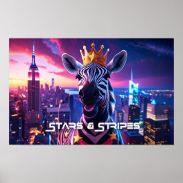 US Flagge Zebra Zanzibar Poster