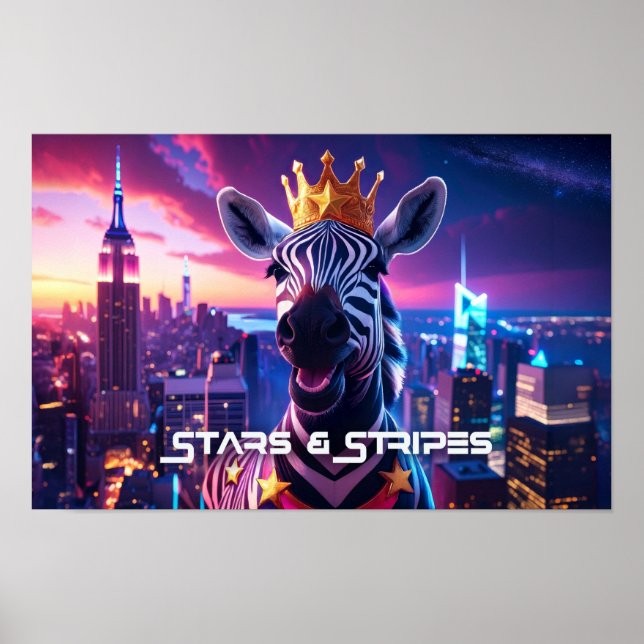 US Flagge Zebra Zanzibar Poster (Vorne)