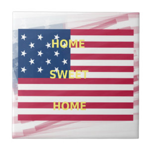 US-Flagge "Zuhause Sweet Zuhause" Art Print Fliese
