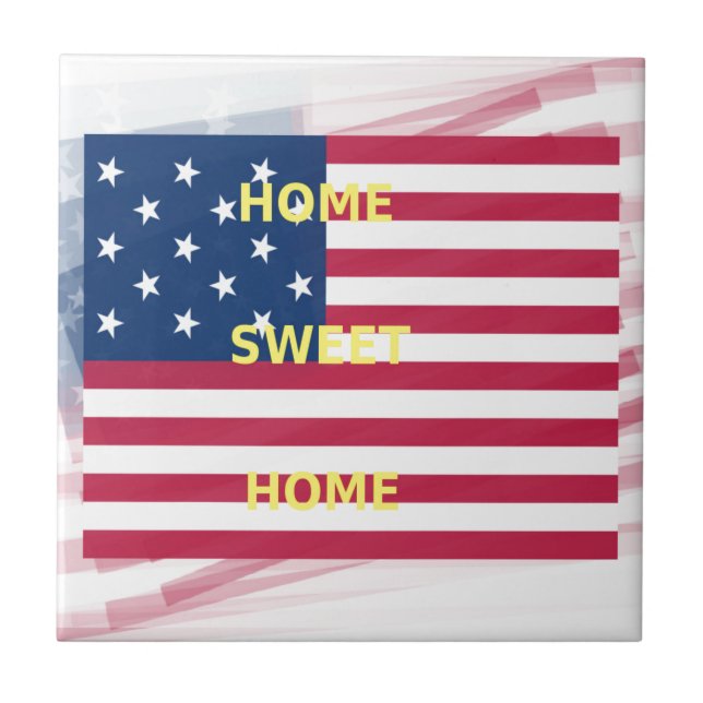 US-Flagge "Zuhause Sweet Zuhause" Art Print Fliese (Vorderseite)