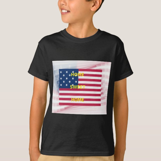 US-Flagge "Zuhause Sweet Zuhause" Art Print T-Shirt (Vorderseite)