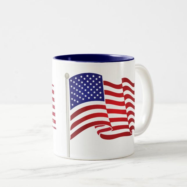 US Flagge Zweifarbige Tasse (VorderseiteRechts)
