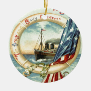 US-Flaggen-Anker-Blumen-Rettungsring Keramikornament