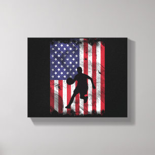 US-Flaggen-Basketball Vintage Patriotischer Ballsp Leinwanddruck