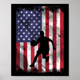 US-Flaggen-Basketball Vintage Patriotischer Ballsp Poster