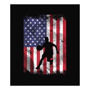 US-Flaggen-Basketball Vintage Patriotischer Basket Fotodruck