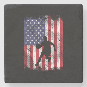 US-Flaggen-Basketball Vintage Patriotischer Basket Steinuntersetzer