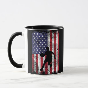US-Flaggen-Basketball Vintage Patriotischer Basket Tasse