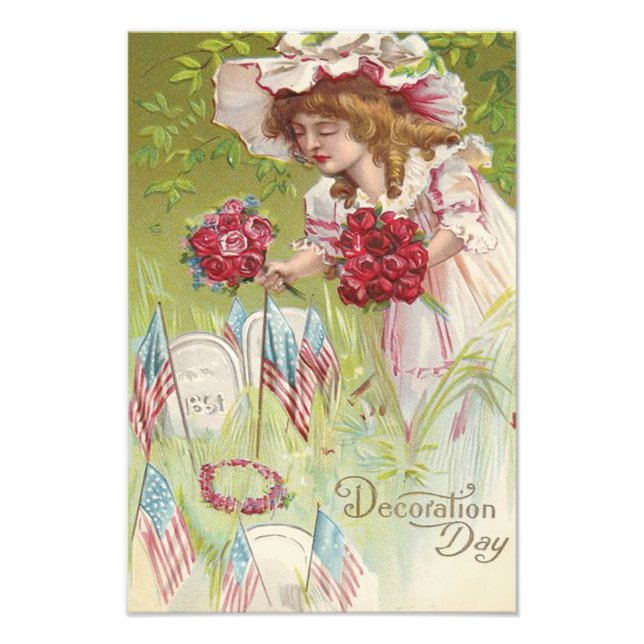 US-Flaggen Kinder-Rose Grabstein Friedhof Fotodruck (Vorne)