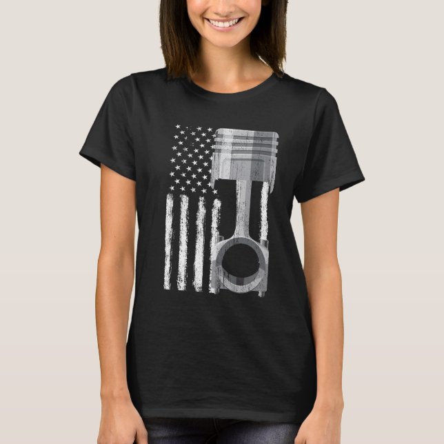 US-Flaggen-Kolben-Muskelauto 2 T-Shirt (Vorderseite)