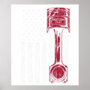 US-Flaggen-Kolben-Muskelauto Poster