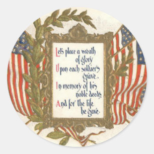 US-Flaggen-Kranz Memorial Day Runder Aufkleber