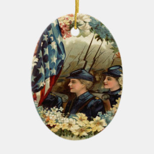 US-Flaggen-Kranz-Parade-Marsch Bürgerkrieg Keramikornament