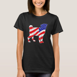 US-Flaggen Pug patriotischer Hund Vater Hund Mutte T-Shirt