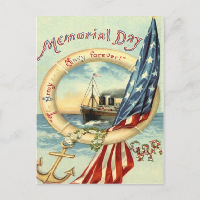 US-Flaggenanker-Blume Lebenserhaltung Postkarte (Vorderseite)