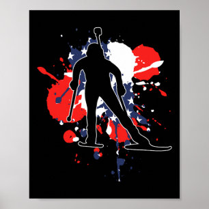 US-Flaggenbiathlonistin - Amerikanische Biathlon Poster