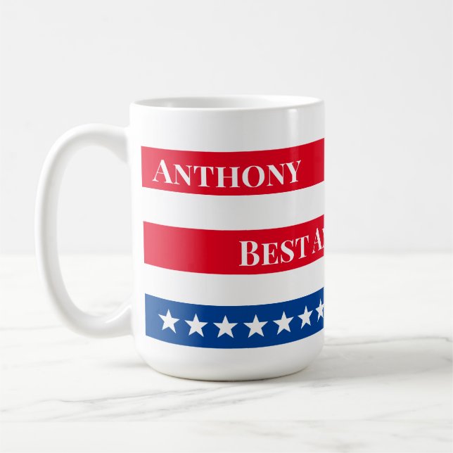US-Flaggenfarben Personalisiert, rot und blau Kaffeetasse (Links)